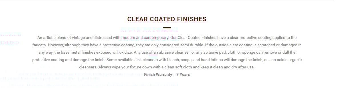 Clear Coated Finish Clear Coated Finish