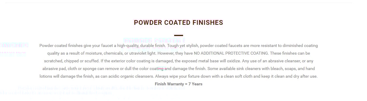 Powder Coated Finishes Powder Coated Finishes