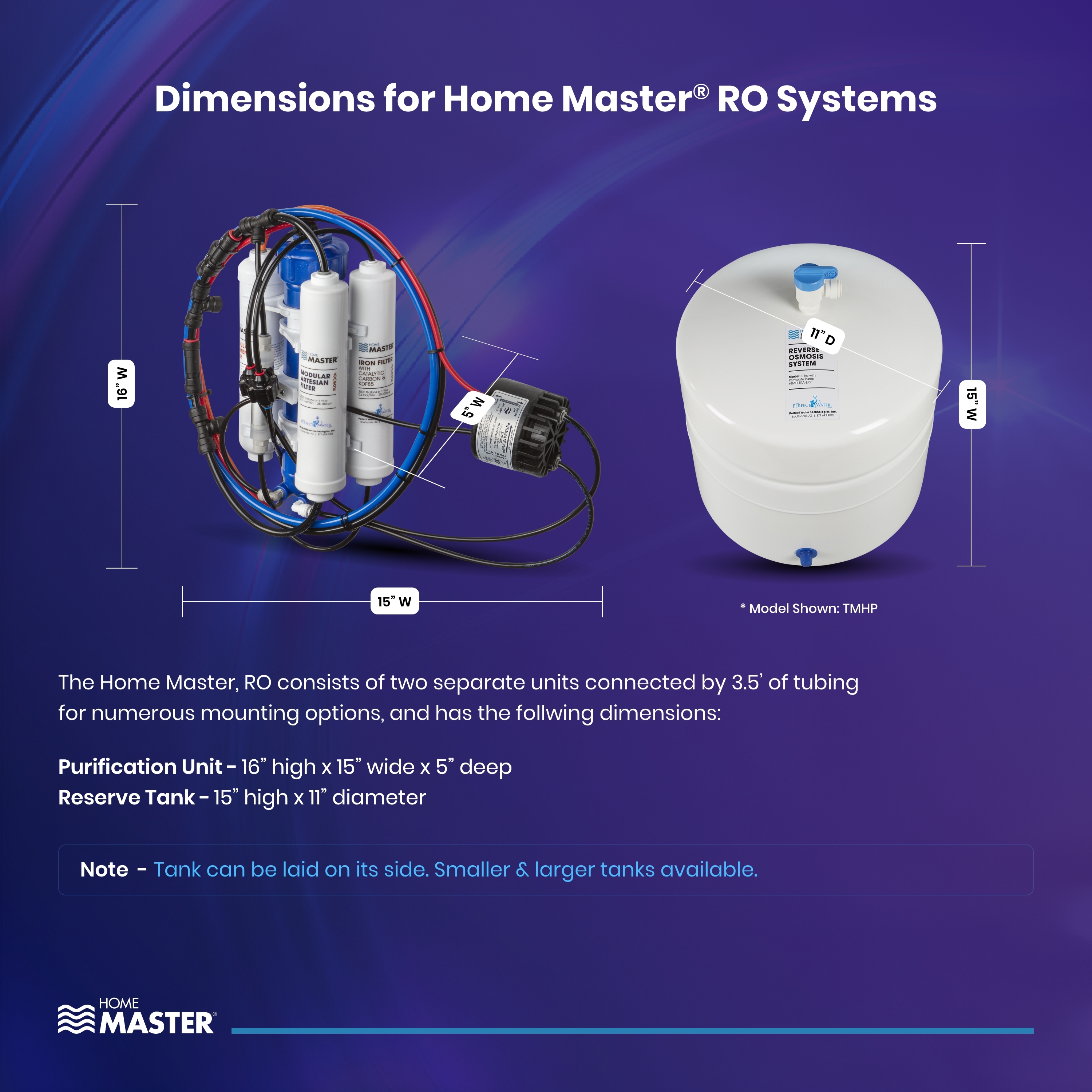 Dimensions for Home RO System with Permeate Pump